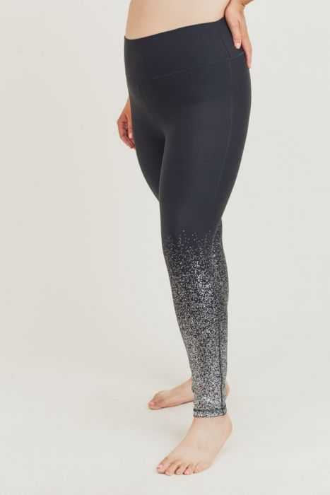 BIN 99 {Midnight Sparkle} Black Leggings With Silver Foil Detail PLUS SIZE XL 1X 2X 3X