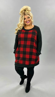 24 CP-C {Curvy Dream} Red/Black ***FLASH SALE***Plaid Tunic CURVY BRAND!!  EXTENDED PLUS SIZE 3X 4X 5X 6X