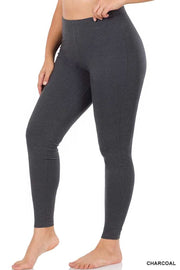 LEG-6 {Embrace Change} Charcoal Cotton Full Length Leggings PLUS SIZE 1X 2X 3X