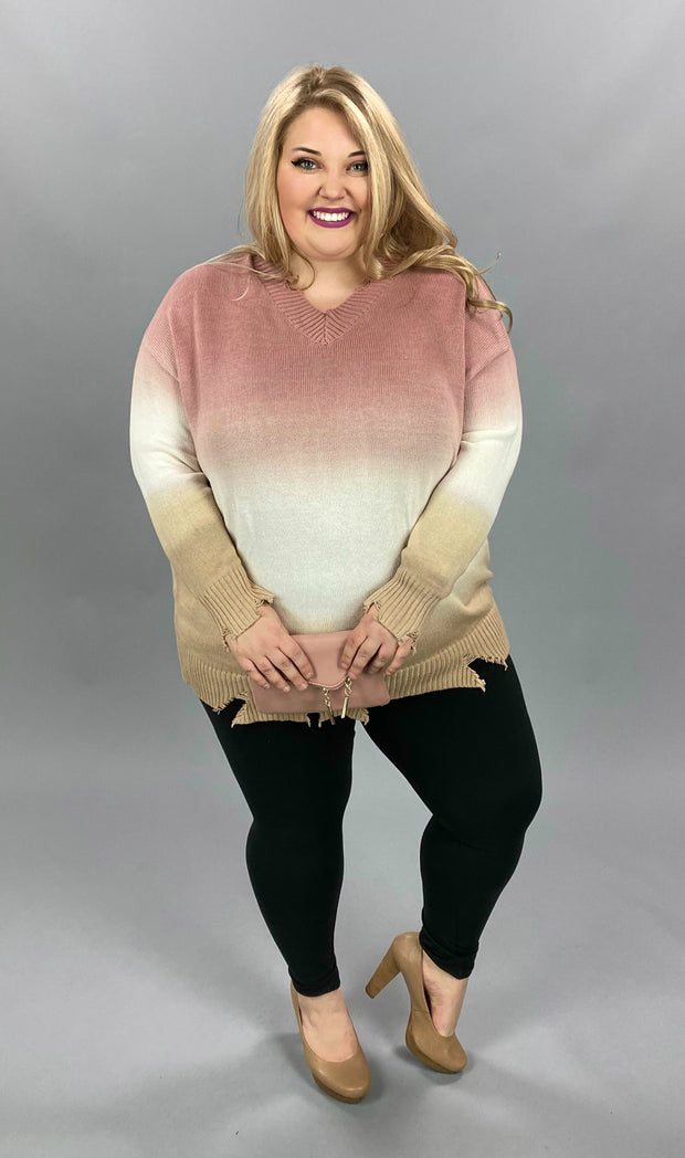 59 OR 25 PLS-U {Gossip} Mauve Tan Ombre Top PLUS SIZE XL 2X 3X