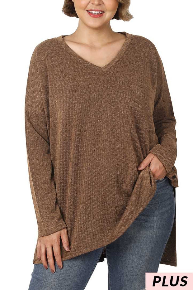 91 SLS-P {All On You} Americano Melange Jacquard Top PLUS SIZE 1X 2X 3X