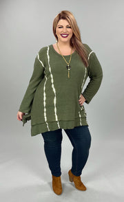 31 PLS-E {Suits You Well} Moss Green Waffle Knit Top PLUS SIZE 1X 2X 3X