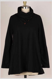 63 OR 36 SD-D {Got My Attention} Black Detail Neck Top PLUS SIZE 1X 2X 3X