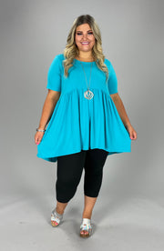 43 SSS-O {Feeling The Love} Ice Blue Babydoll Tunic PLUS SIZE 1X 2X 3X