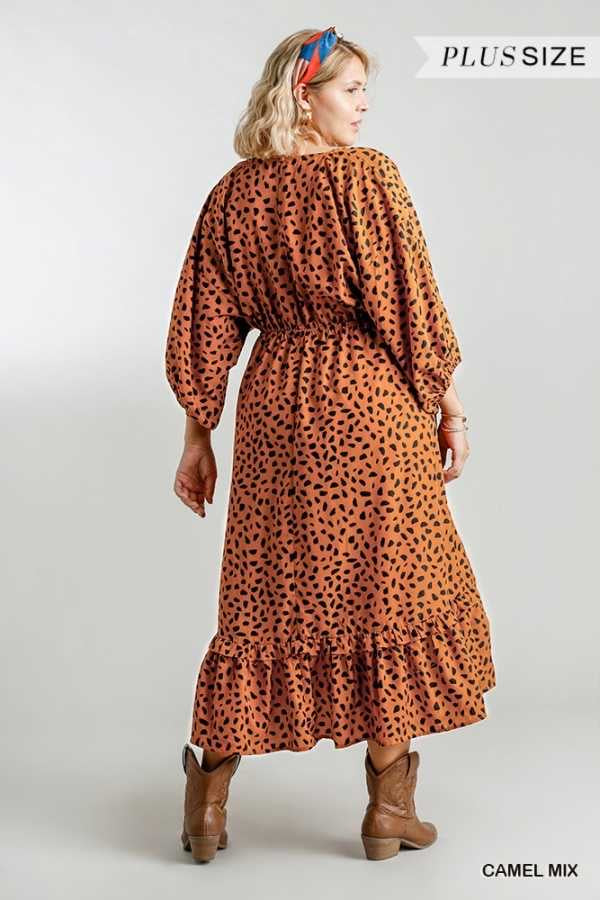 LD-A {Safari Vibes} UMGEE Leopard Print Hi/Low Dress Plus Size XL 1XL 2XL
