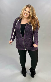 OT-M {Worth The Wait} Blackberry Mineral Wash Hoodie Jacket