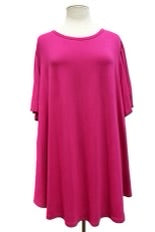 15 SSS-J {Being Optimistic} Fuchsia Short Sleeve Tunic EXTENDED PLUS SIZE 3X 4X 5X