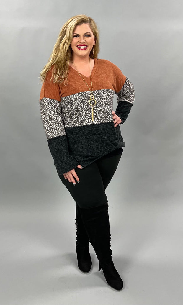 19 CP-Q {You're With Me} Rust Leopard Contrast PLUS SIZE XL 2X 3X