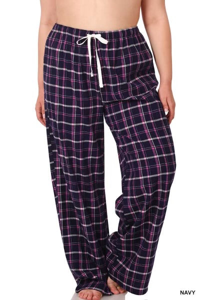 LEG-98  {Instant Friends} Navy Plaid Drawstring Pants PLUS SIZE 1X 2X 3X