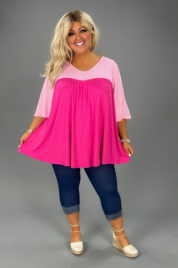 13 CP-C {New To The Scene} Pink Floral V-Neck Tunic CURVY BRAND!!!  EXTENDED PLUS SIZE 1X 2X 3X 4X 5X 6X