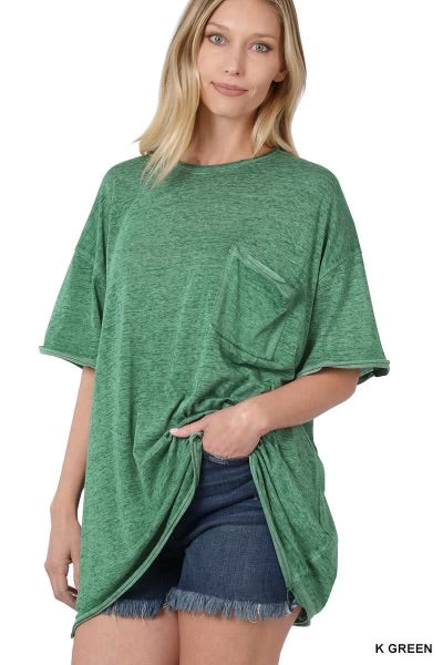 79 SSS-B {Call Me Comfy} Kelly Green Raw Edge Top PLUS SIZE 1X 2X 3X