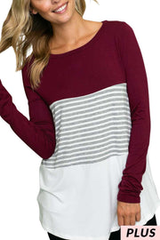 22 CP-X {Just Wine} Maroon White Contrast PLUS SIZE XL 2X 3X