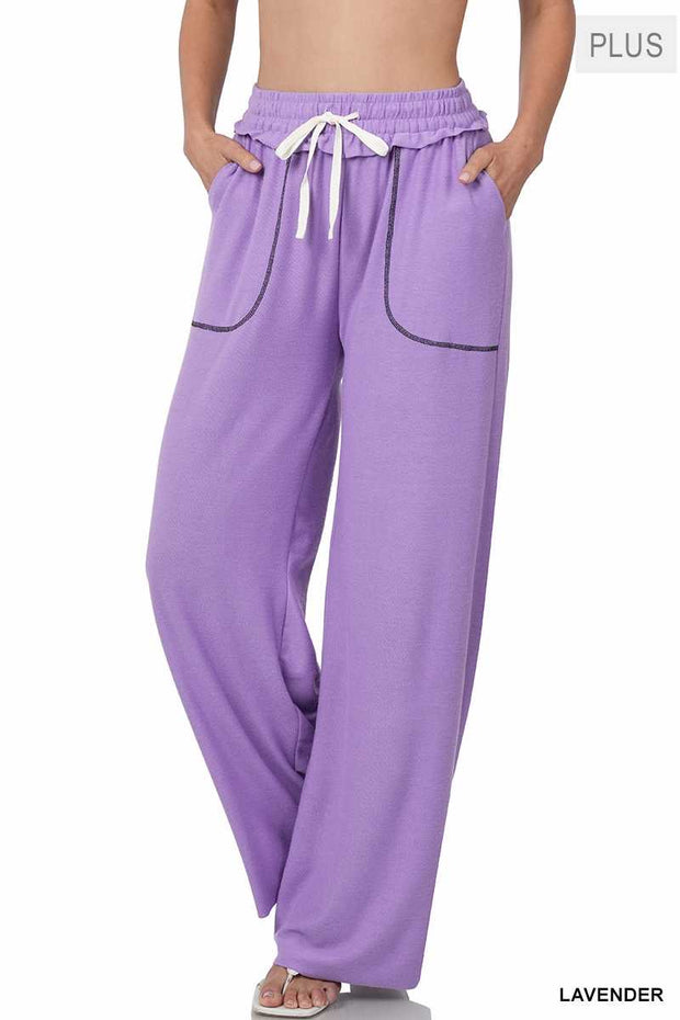 LEG - I  {Seal The Deal} Lavender Wide Leg Joggers PLUS SIZE 1X 2X 3X