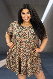 26 PSS-C {Find Yourself Today} Brown Animal Print Tiered Dress EXTENDED PLUS SIZE 3X 4X 5X SALE!!!