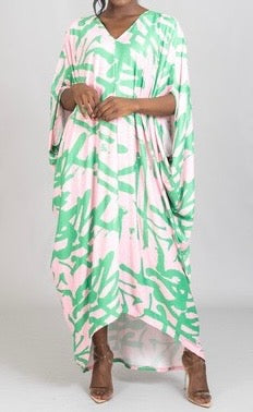 LD-Z &J {Daylight Kisses} Pink/Green Print Kaftan PLUS SIZE 3X