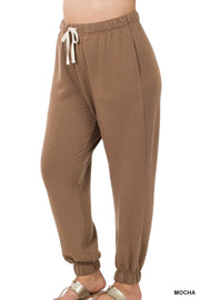 LEG-  {Simply Cozy} Mocha Fleece Lined Jogging Pants PLUS SIZE 1X 2X 3X