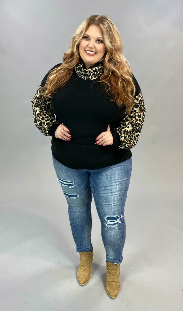 11 CP-A {Cat Ears} Leopard Black Top With Mask  PLUS SIZE L XL 2X