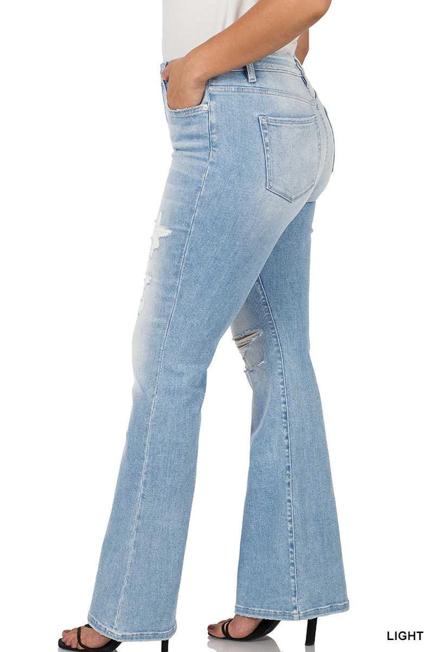 BT-L {Choosing Me} Light Blue Distressed Denim Jeans PLUS SIZE 34 36 38