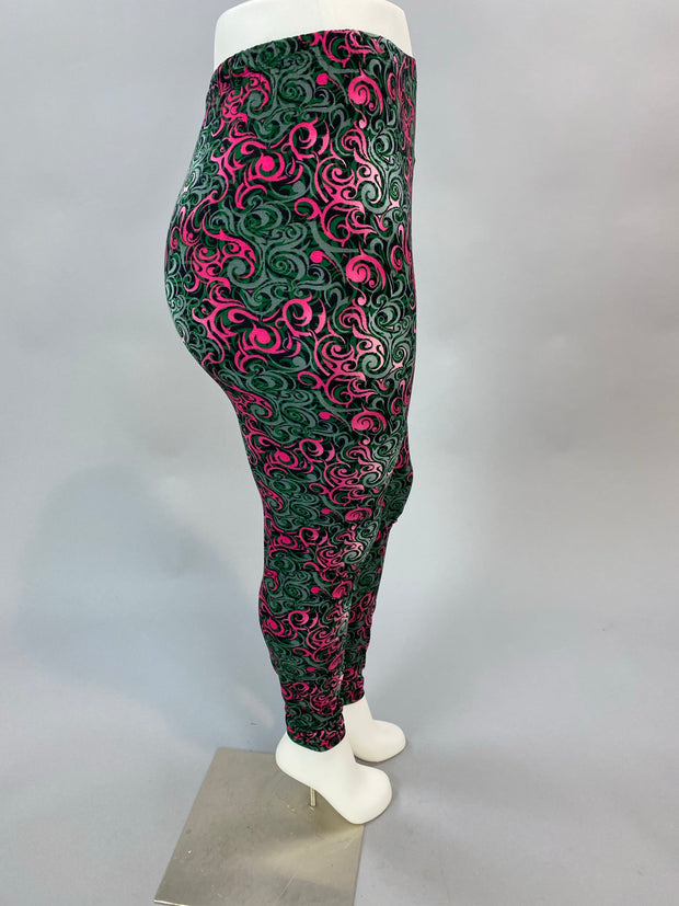 BIN 98 {Fairy Tale Beauty} Swirl Print Full Length Leggings EXTENDED PLUS SIZE 3X/5X