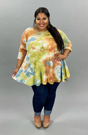 91 PQ-C {A Fresh Start} Multi-Color Tie Dye Top PLUS SIZE 1X 2X 3X