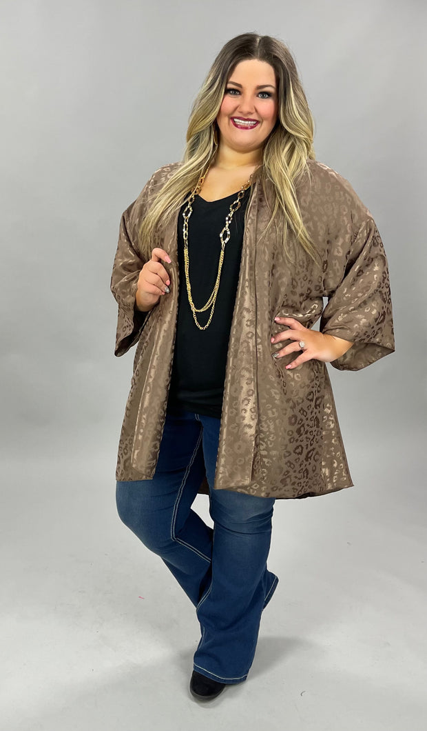 60 OR 26 OT-A {Flirting With Fun} Mocha Kimono PLUS SIZE 1X 2X 3X