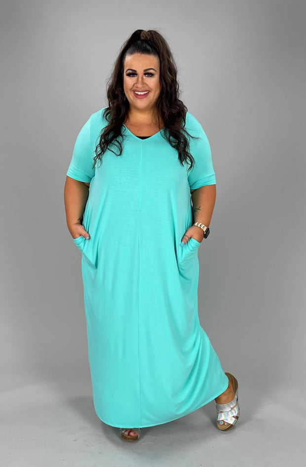 LD-O {Evolving Love} MINT V-Neck Maxi Dress PLUS SIZE 1X 2X 3X