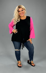 27 CP-Z {Whatever You Like} Black/Pink Front Tie Top CURVY BRAND!!!  EXTENDED PLUS SIZE 1X 2X 3X 4X 5X 6X