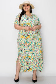LD-S {Idyllic Feelings} Multi-Color Tie Dye Print Maxi Dress EXTENDED PLUS SIZE 3X 4X 5X