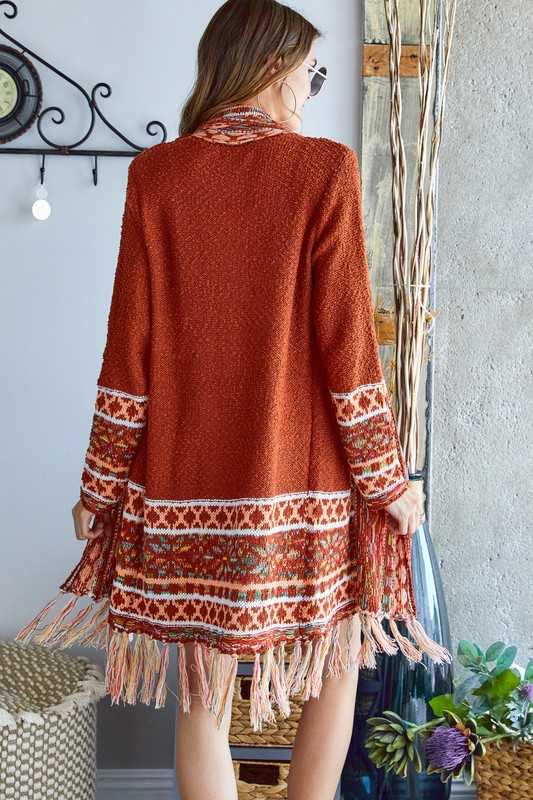 22 OR 35 OT-N {Whole Package} Rust/Tribal Print Cardigan PLUS SIZE 1X/2X  2X/3X