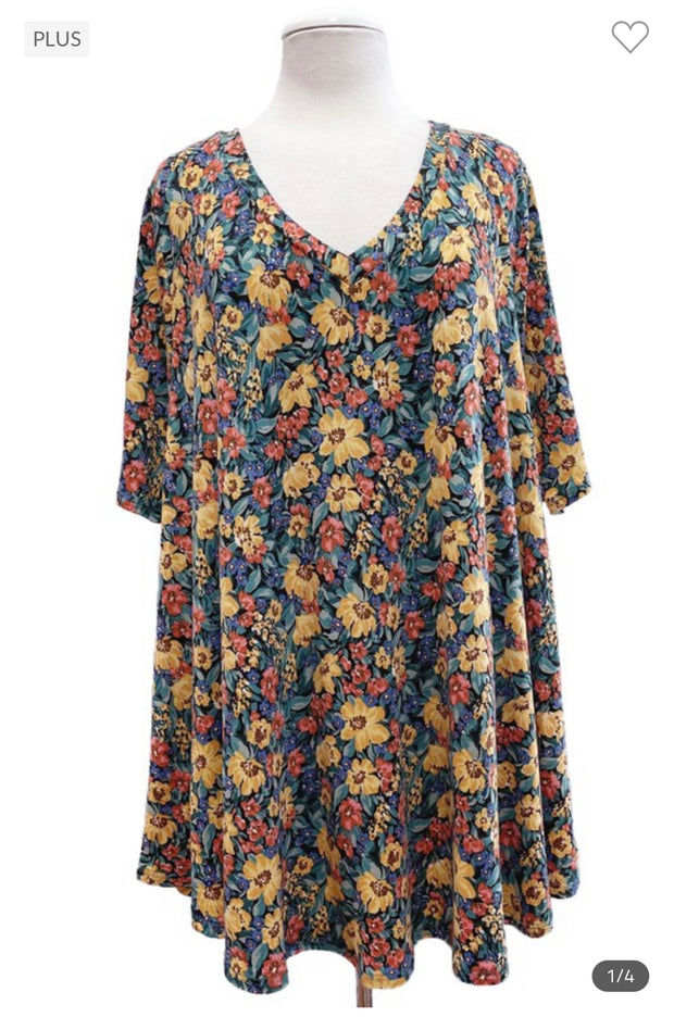 30 PSS-Z {Fields Of Gold} Multi-Color Floral Top EXTENDED PLUS SIZE 3X 4X 5X