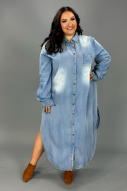 LD-A {Sweet Whispers} Med. Chambray Button Up Dress PLUS SIZE 1X 2X 3X