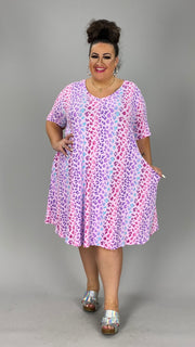 64 PSS-R [Perfect Spot} Pink Animal Print V-Neck Dress EXTENDED PLUS SIZE 3X 4X 5X