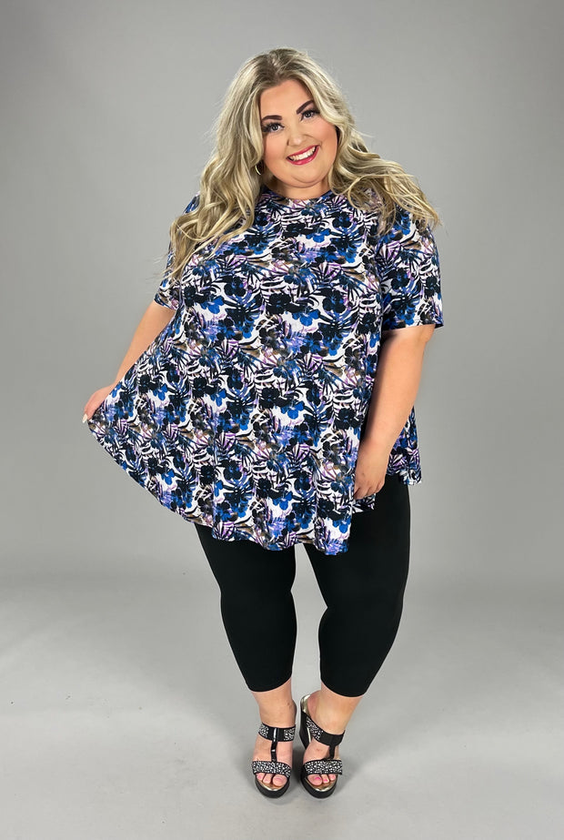 29 PSS-E {Day At The Park} Blue Floral Top EXTENDED PLUS SIZE 3X 4X 5X***FLASH SALE***