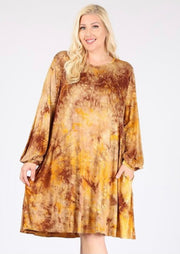 25 PLS-Z {You Know Best} Mustard Tie Dye Dress EXTENDED PLUS SIZE 3X 4X 5X  *** FLASH SALE***