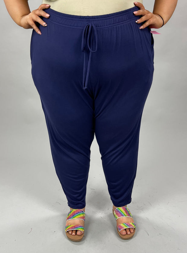 BT-Z {Get To Walking} NAVY Elastic Waist Pants EXTENDED PLUS SIZE 4X 5X 6X