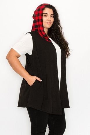 37 OT-G {Treat Me Right} Black Hoodie Vest w/Pockets CURVY BRAND!!!  EXTENDED PLUS SIZE 4X 5X 6X