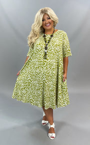 63 PSS-X {A New Direction} Green Printed Dress EXTENDED PLUS SIZE 3X 4X 5X