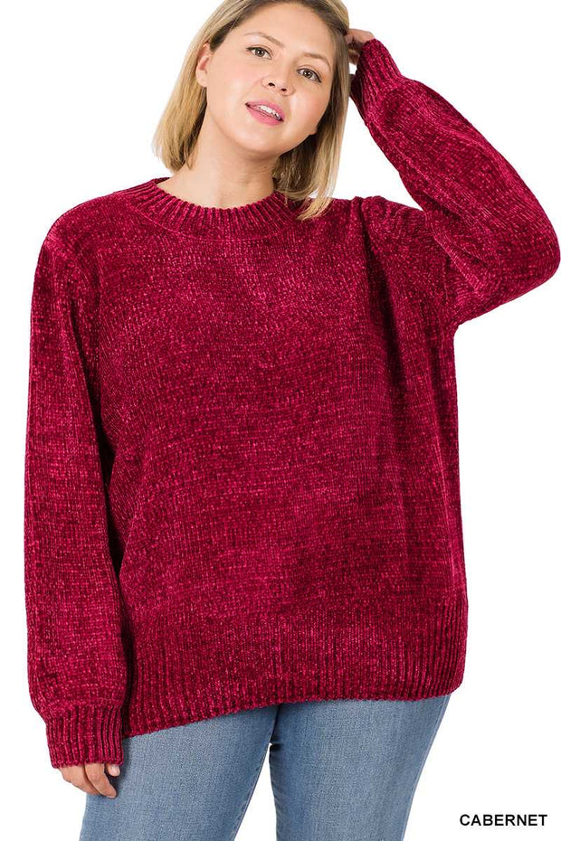 21 SLS-C {Feeling Cozy} Cabernet Bubble Sleeve Sweater PLUS SIZE 1X 2X 3X