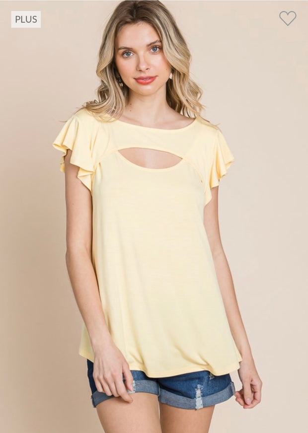 55 SSS-O {Love Connection} Banana Yellow Keyhole Top PLUS SIZE 1X 2X 3X