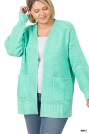 31 OR 57 OT-L {Leading Lady} MINT Waffle Knit Cardigan SALE!! PLUS SIZE 1X 2X 3X