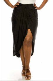 BT-U {Runway Ready} Black Hi-Low Skirt W/Gathered Waist PLUS SIZE 1X 2X 3X SALE!!!!