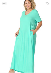 LD-O {Evolving Love} MINT V-Neck Maxi Dress PLUS SIZE 1X 2X 3X