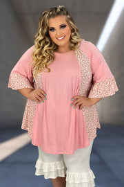 92 CP-K {Curvy Crush}} Blush Ditsy Daisy Print Contrast Tunic CURVY BRAND!!!  EXTENDED PLUS SIZE 4X 5X 6X