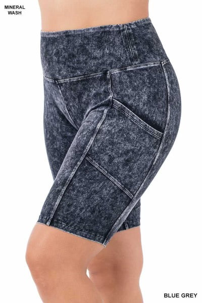 LEG-V { Weekend Errands} Blue Grey ***SALE***Biker Shorts PLUS SIZE 1X 2X 3X