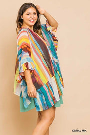 71 OT-B {Striped Fun} Sale UMGEE Multi-Color Kimono Plus Size XL 1XL 2XL