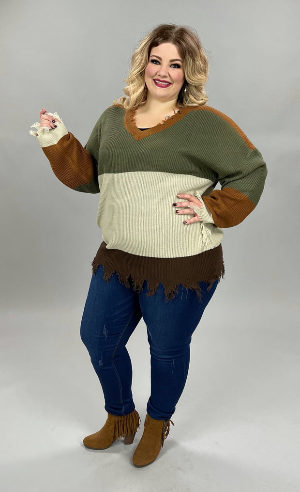 58 OR 59 CP-B {Emotional Overload} Olive Combo Sweater PLUS SIZE 1X 2X 3X