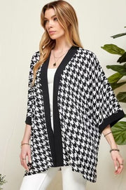 26 OT-U {In The Works} Black Houndstooth Kimono PLUS SIZE XL 2X 3X