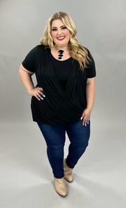 51 SSS-A {Midnight Sweep} Black Tunic w Overlap Plus Size XL 2X 3X