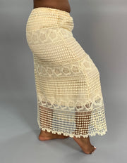 BT-B {Meet By Chance} ***FLASH SALE***Cream Skirt with Long Crochet Overlay PLUS SIZE