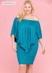 75 OS-B {The Randa} Jade Off Shoulder Dress PLUS SIZE 1X 2X 3X